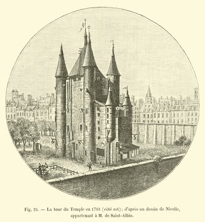 La tour du Temple en 1793, côté est; d