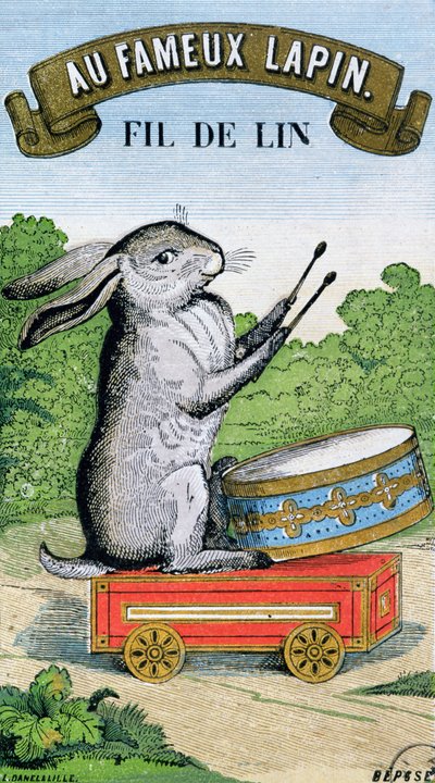 Étiquette pour la marque de fil de lin Au Fameux Lapin - French School