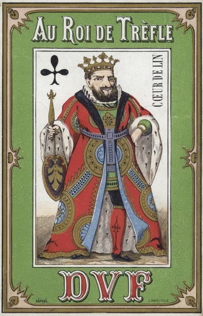 Étiquette pour lin Roi de Trèfle - French School