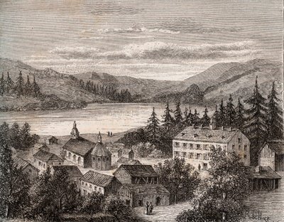 Lac de Gérardmer - Alsace Champagne Ardenne Lorraine - gravure dans «La France illustrée: géographie, histoire, administration statistique» par V.A. Malt-Brown. 1884 - French School