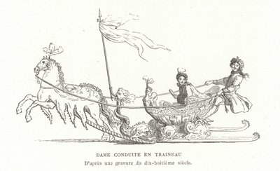 Dame voyageant en traîneau, France, 18e siècle - French School