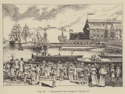 Lancement du cuirassé le Nicolas Ier - French School