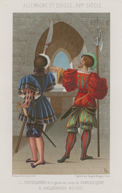 Lancier des gardes de Charles V et un yeoman suisse - French School