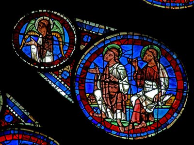 Jugement dernier : deux apôtres et un ange - French School