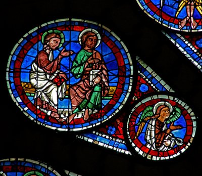 Jugement dernier : deux apôtres et un ange - French School