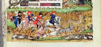 Lat 1156 B f.163 novembre ; chasse au cerf, tirée des Heures de Marguerite d