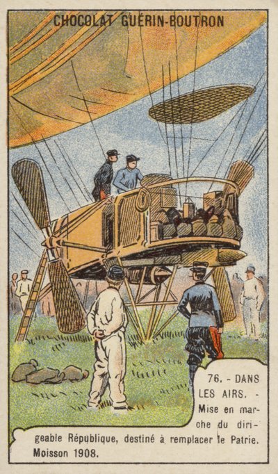 Lancement du dirigeable militaire français La République, remplacement du Patrie perdu, Moisson, France - French School