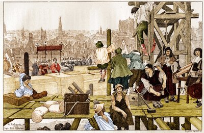 Pose de la première pierre de la Sorbonne, par le cardinal Richelieu, en présence de l