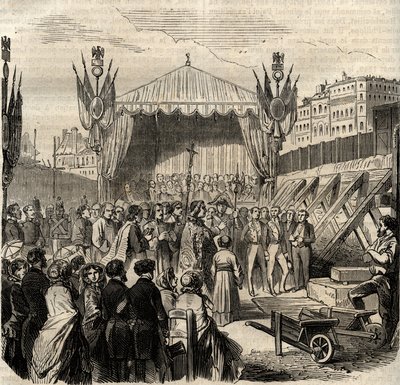 Pose de la première pierre du nouveau Louvre le 25 juillet - French School