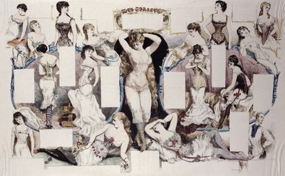 Illustrations de mise en page pour un article sur les sous-vêtements féminins, de La Vie Parisienne, c.1870 - French School