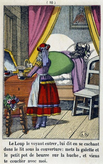 Le Petit Chaperon Rouge dans la chambre du loup - dans « Le Petit Chaperon Rouge », éd. Pellerin, Épinal, 19e siècle - French School