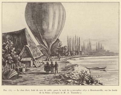Le Jean Bart, lesté de sacs de sable, passe la nuit du 9 novembre 1870 à Heurteauville, sur les bords de la Seine - French School