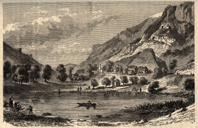Le Lauzet-Ubaye - Le lac du Lauzet - commune du département des Alpes-de-Haute-Provence dans le sud-est de la France - gravure dans "PATRIE" - DESCRIPTION PICTURESQUE DE LA FRANCE EN 6 VOLUMES PAR LUCIEN HUARD - fin XIXe siècle - French School