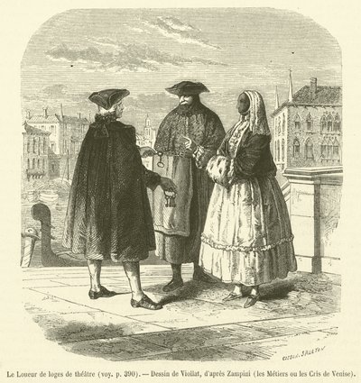 Le Loueur de loges de théâtre (gravure) - French School