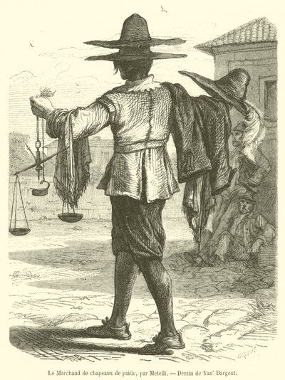 Le Marchand de chapeaux de paille - French School