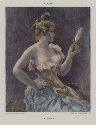 Le Miroir (lithographie en couleur) - French School
