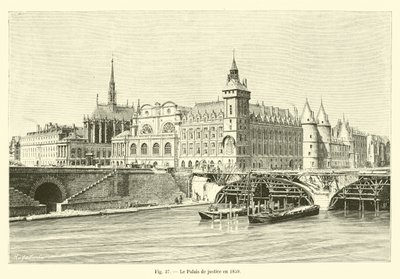 Le Palais de justice en 1859 - French School