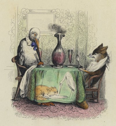 Le Renard et la Cigogne - French School