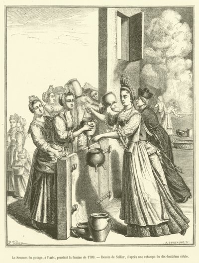 Le Secours du potage, à Paris, pendant la famine de 1709 - French School