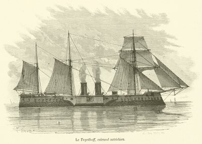 Le Tegethoff, cuirassé autrichien (gravure) - French School