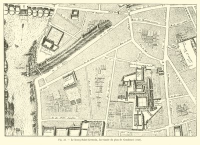 Le bourg Saint-Germain, fac-similé du plan de Gomboust, 1652 - French School