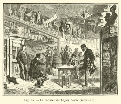 Le cabaret du Lapin blanc, intérieur - French School