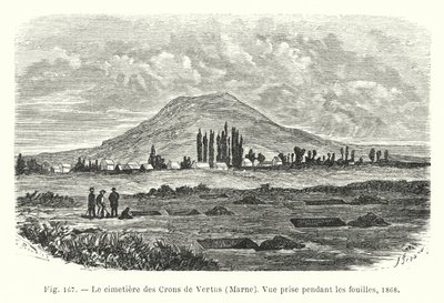 Le cimetière des Crons de Vertus, Marne, Vue prise pendant les fouilles - French School