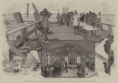 Le dejeuner de la presse sur la tour Eiffel (engraving) - French School