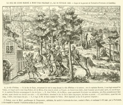 Le duc de Guise blessé à mort - French School