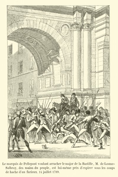 Le marquis de Pellepont voulant arracher le major de la Bastille, M. de Losme-Salbray, des mains du peuple, est lui-même près d