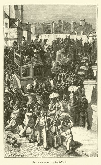 Le monome sur le Pont-Neuf (engraving) - French School