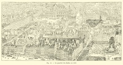 Le quartier des Halles en 1849 - French School
