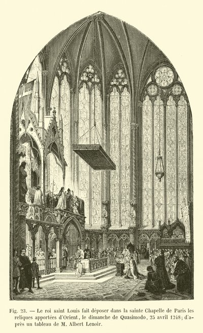 Le roi Saint Louis fait déposer dans la Sainte-Chapelle de Paris les reliques apportées d