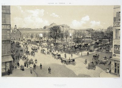 Le square du temple en 1881 - dans « Paris à travers les âges : le temple et la rue Royale », fin 19ème siècle - French School