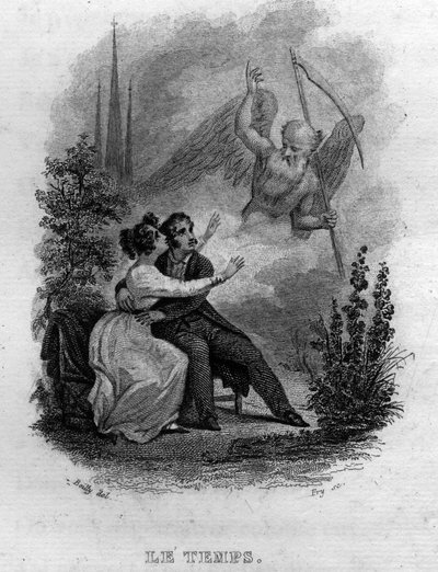 Le temps Chanson de Béranger dans "Œuvres complètes" (1834) de Pierre Jean de Béranger (1780-1857), poète et chansonnier français. - French School