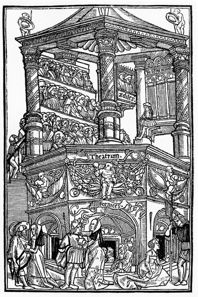 Le théâtre au Moyen Âge: vue sur un théâtre et le public - par Térence de Jean Trechsel, éd. à Lyon - French School