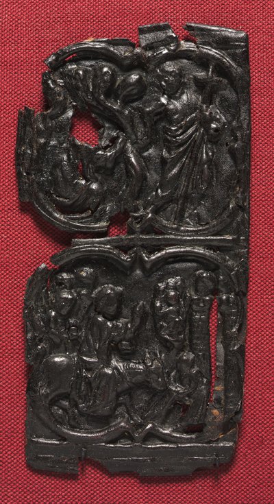 Panneau en cuir, vers 1350-1400 - French School