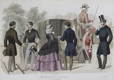 Départ pour une promenade en calèche, illustration du Journal des Tailleurs, 1856 - French School
