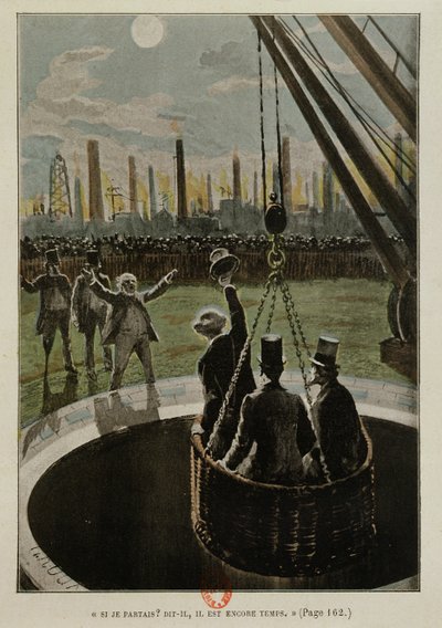 Départ pour la Lune, de De la Terre à la Lune par Jules Verne (1828-1905) publié en 1865 - French School