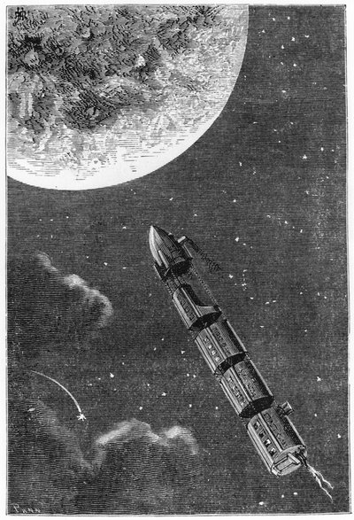 Départ pour la Lune, illustration de De la Terre à la Lune par Jules Verne (1828-1905) Paris, Hetzel, publié en 1865 - French School