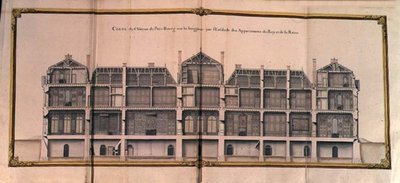 Section longitudinale du Château de Petit-Bourg, montrant les appartements du Roi et de la Reine - French School