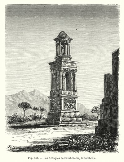 Les Antiques de Saint-Remi; le tombeau (gravure) - French School