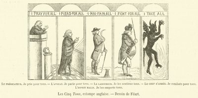 Les Cinq Tours, estampe anglaise - French School