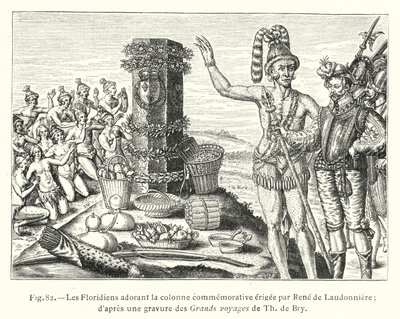 Les Floridiens adorant la colonne commémorative érigée par René de Laudonnière (d
