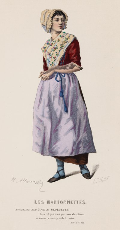 Les Marionnettes, Acte V, Scène VIII (gravure en couleur) - French School