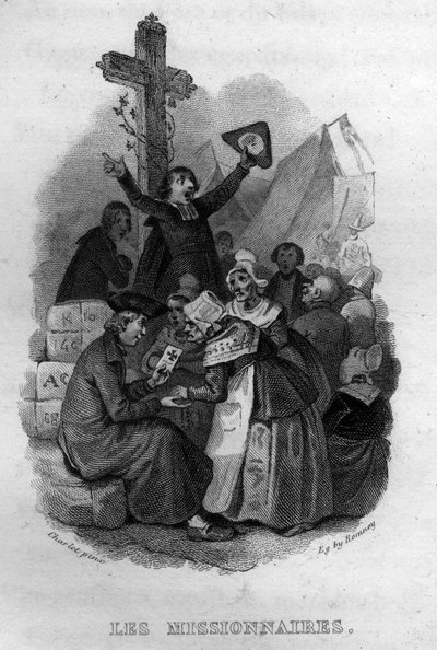 Les missionnaires Chanson de Béranger dans "Œuvres complètes" (1834) de Pierre Jean de Béranger (1780-1857), poète et chansonnier français. - French School