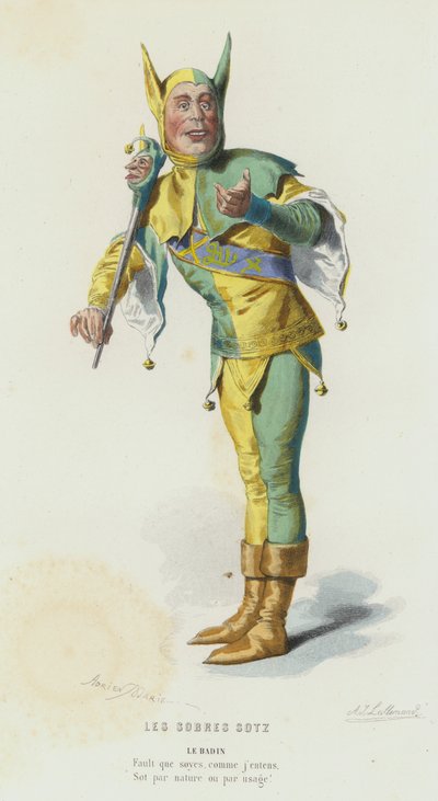 Les Sobres Sotz (gravure en couleur) - French School