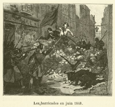 Les barricades en juin 1848 - French School