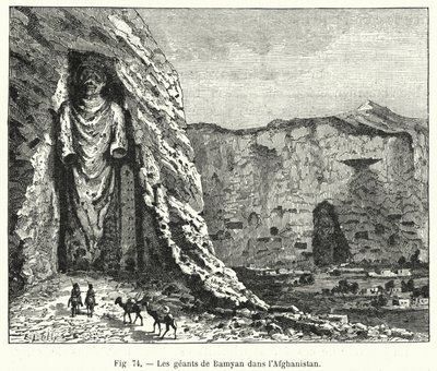 Les géants de Bamyan en Afghanistan (gravure) - French School