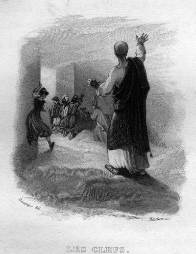 Les clés Chanson de Béranger dans "Œuvres complètes" (1834) de Pierre Jean de Béranger (1780-1857), poète et chansonnier français. - French School